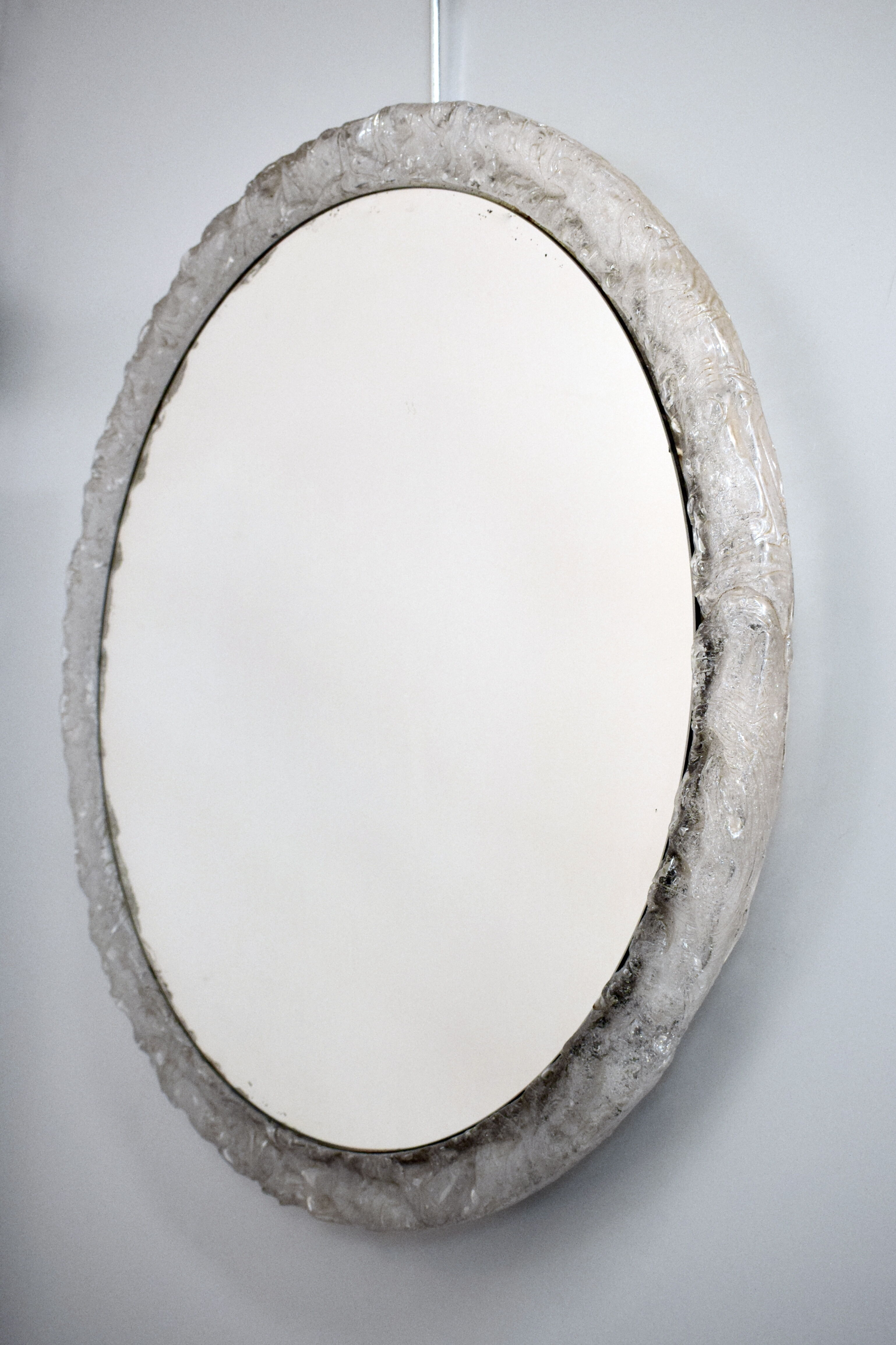 1960 lucite resin round mirror, by ED, 60 cm