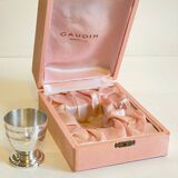 Vintage Silver-Plated Metal Egg Cup and Spoon for Birth