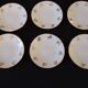 Set of six Art Deco white fine porcelain coffee cups and saucers