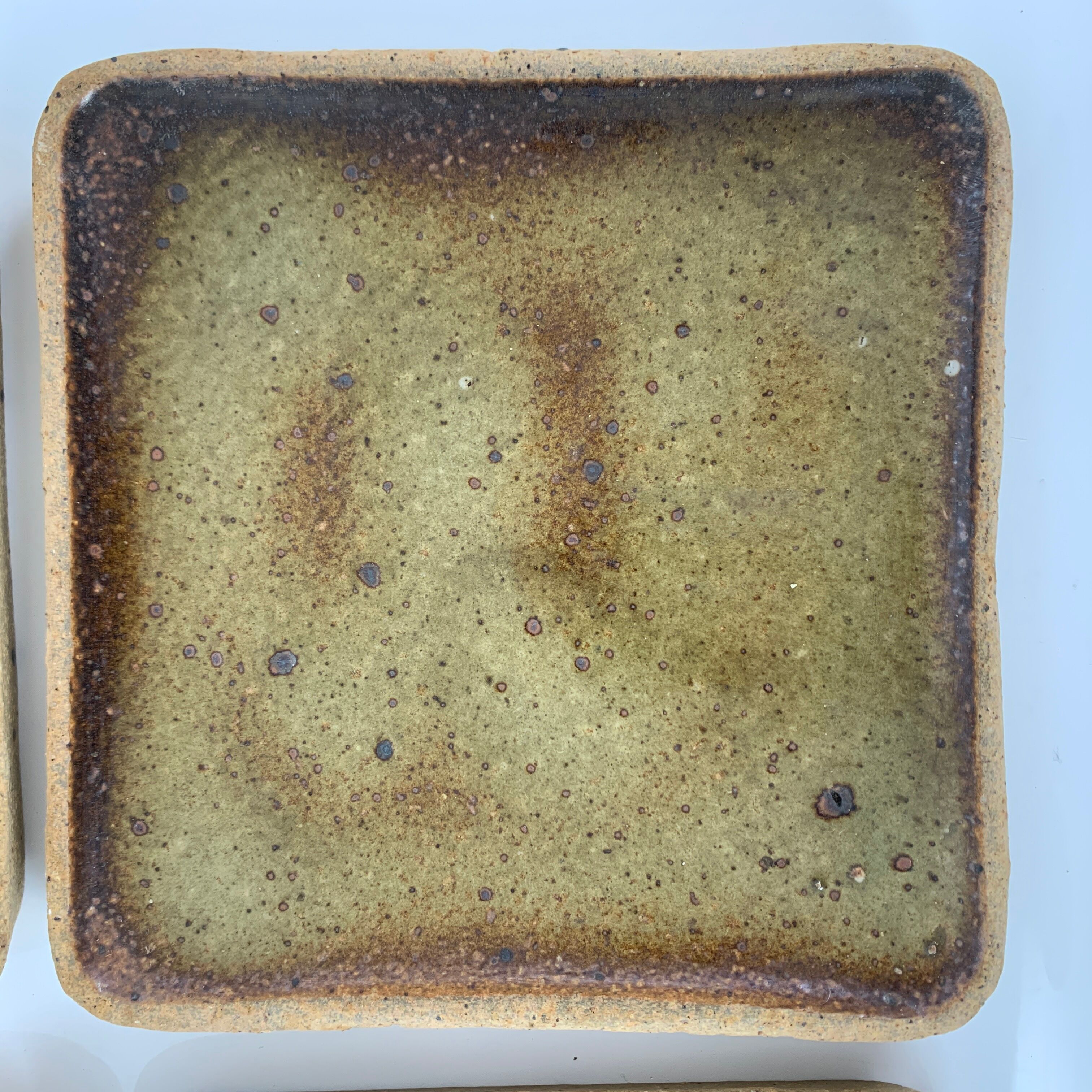 Lot of 5 square plates gres pyrite Pierre Digan La Borne