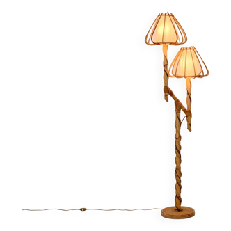 Vintage rattan bamboo floor lamp