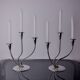 Pair of art deco candlesticks in stainless steel 3 flames, Spain, 1970