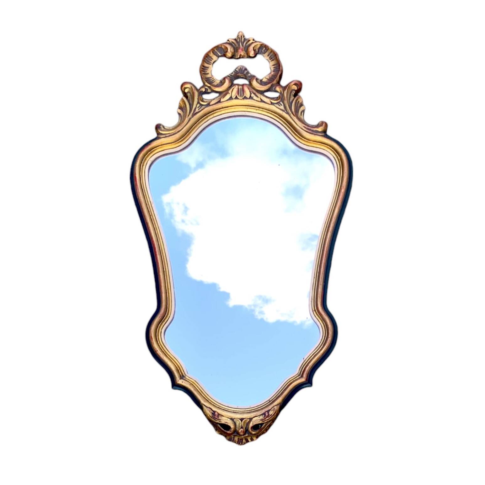 Antique carved gilded wooden mirror - 44 x 82 cm