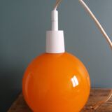 70s space age orange glass globe ball pendant light