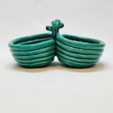 Double coupelle en céramique turquoise vallauris a m vintage