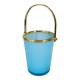 Vintage ice bucket in blue opaline and gold metal