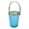 Vintage ice bucket in blue opaline and gold metal