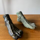 Bronze foot signed S. Gronnier and its plaster print