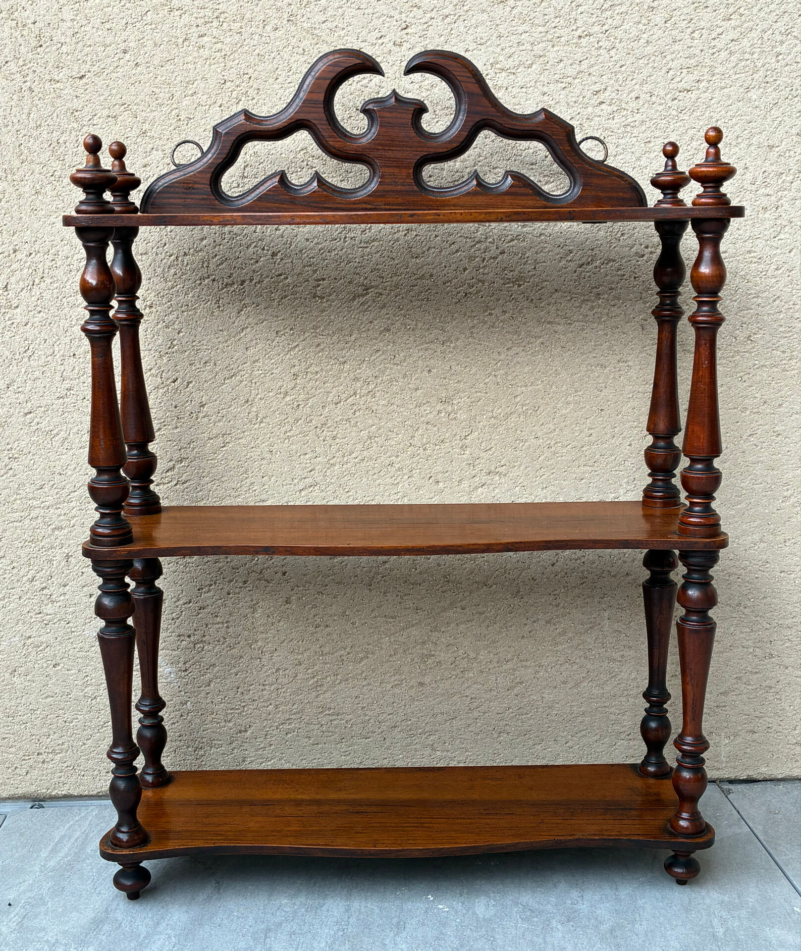 Vintage 60s turned wooden shelf