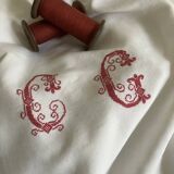 Antique linen, embroidered sheet, monogram CG.