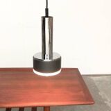 Suspended glass and chrome chandelier model P105 from the 1960s in German Space Age style by Staff, set of 2.