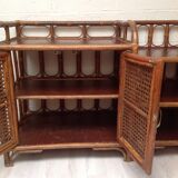 Vintage wood sideboard and rattan canning