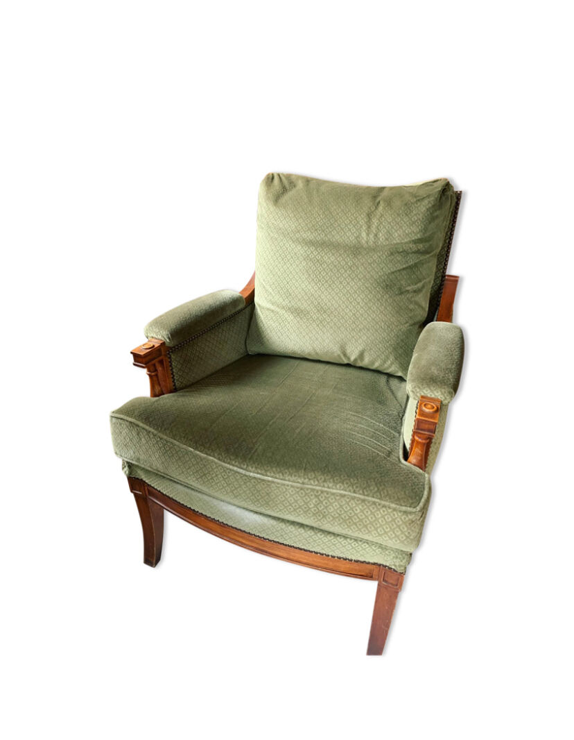 Green "Bergère" armchair