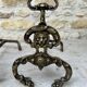 Pair of 19th-century brass lion andirons
