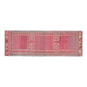 Tribal Turkish Vintage Runner, Pink Purple Handmade Oushak Runner 95x304