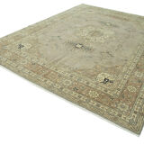 Handwoven persian vintage 274 cm x 368 cm beige wool carpet