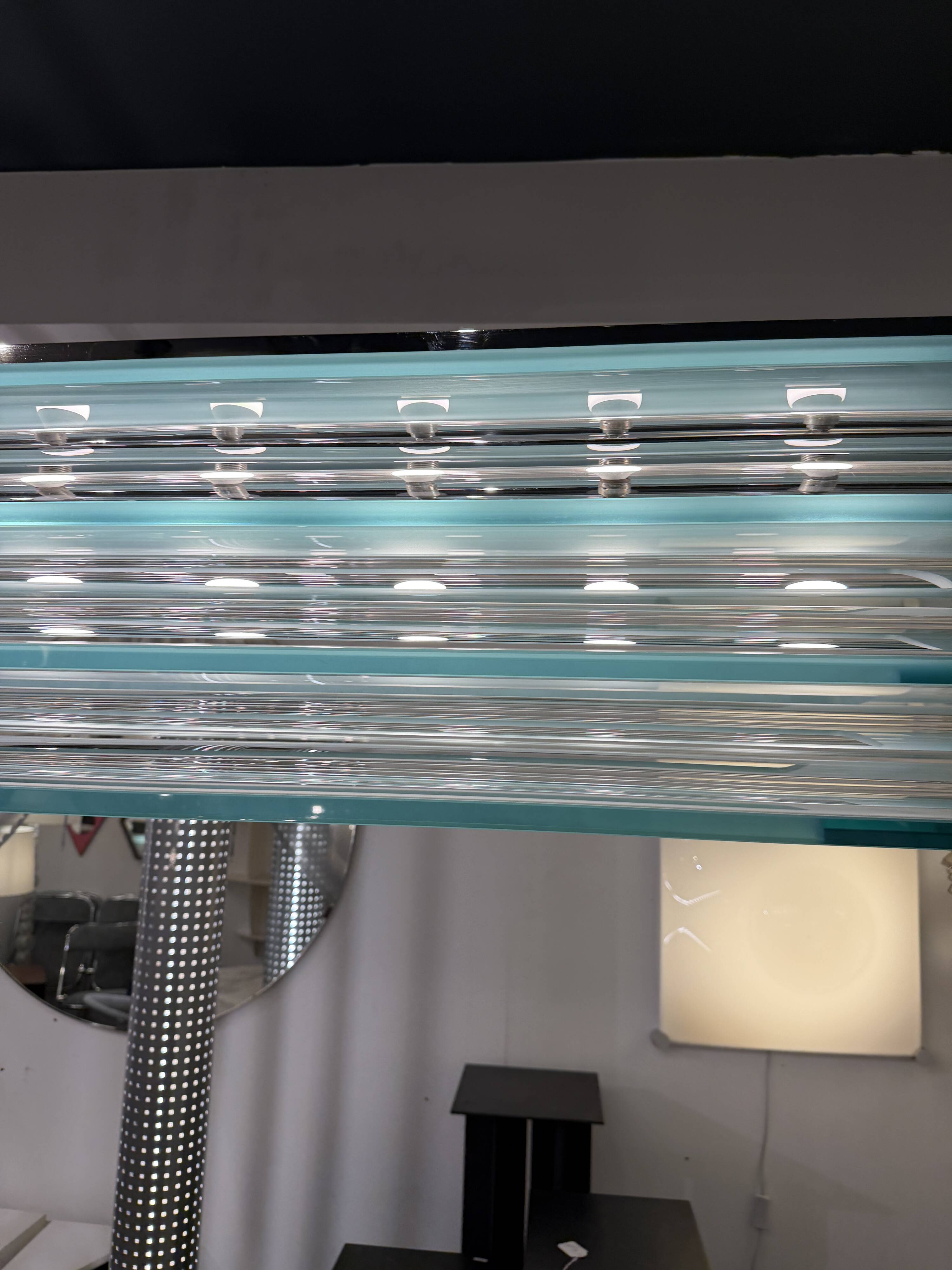 Large suspended chandelier, glass ceiling light, Italy 1970s.