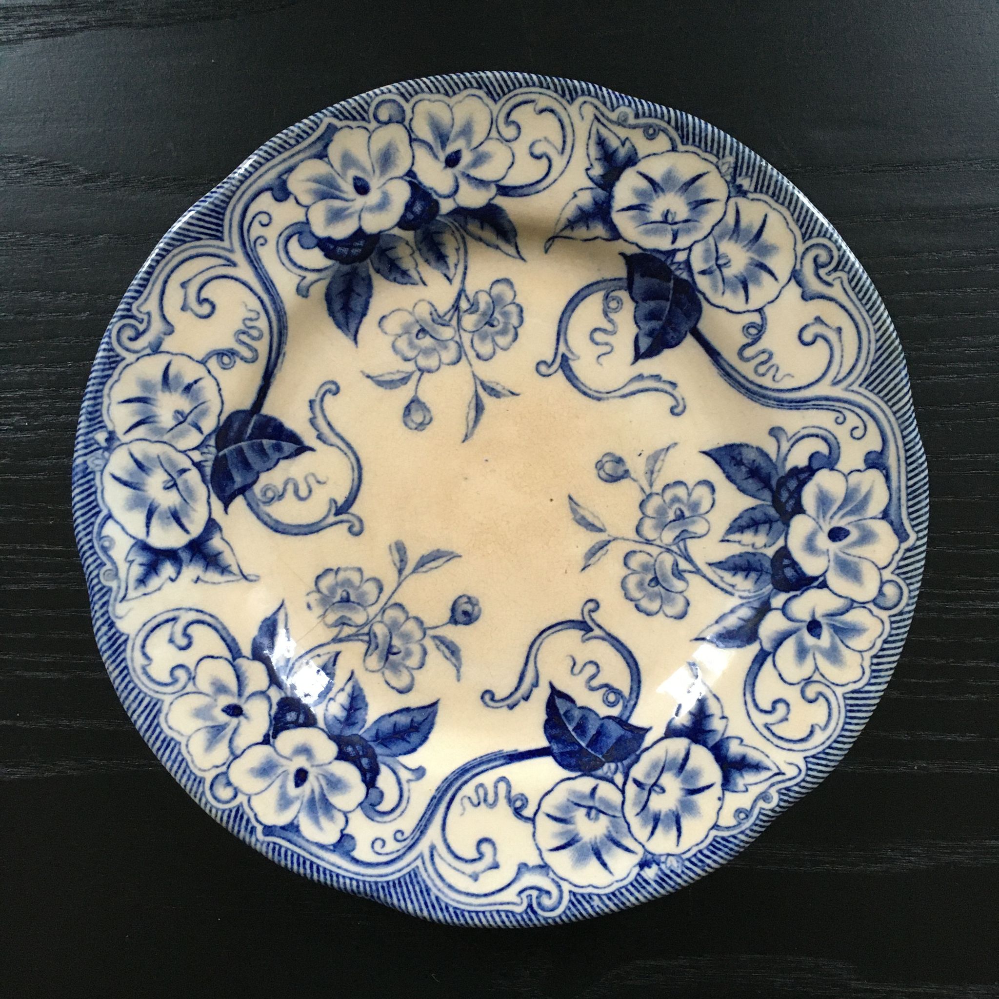 Blue floral decorated plate