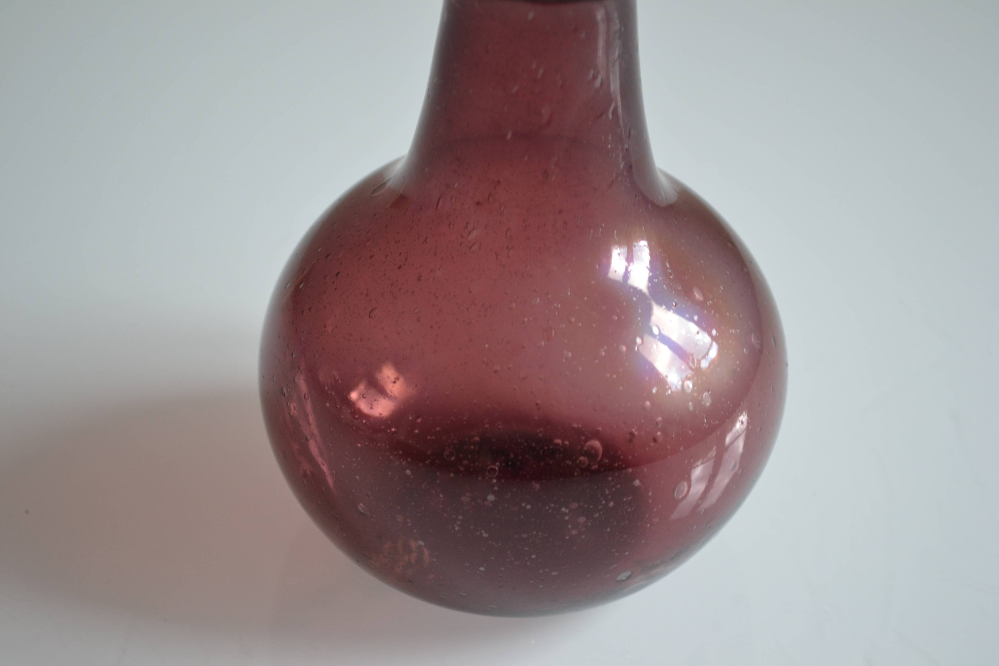 Blown and bubbled glass vase