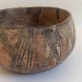 Large ethnic style bowl in orange terracotta, early 20th century