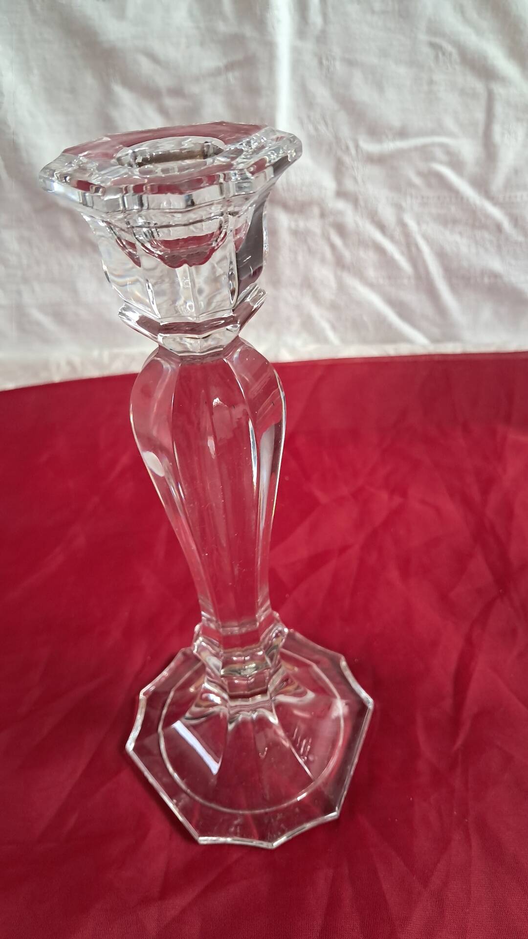 Bougeoir hexagonal en cristal de Bohême vintage —