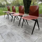 Set of 4 Galvanitas Thur-Op Seat Model S22 chairs from the 60s