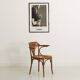 Chaise bistrot avec accoudoirs en bois cintré et assise en cannage