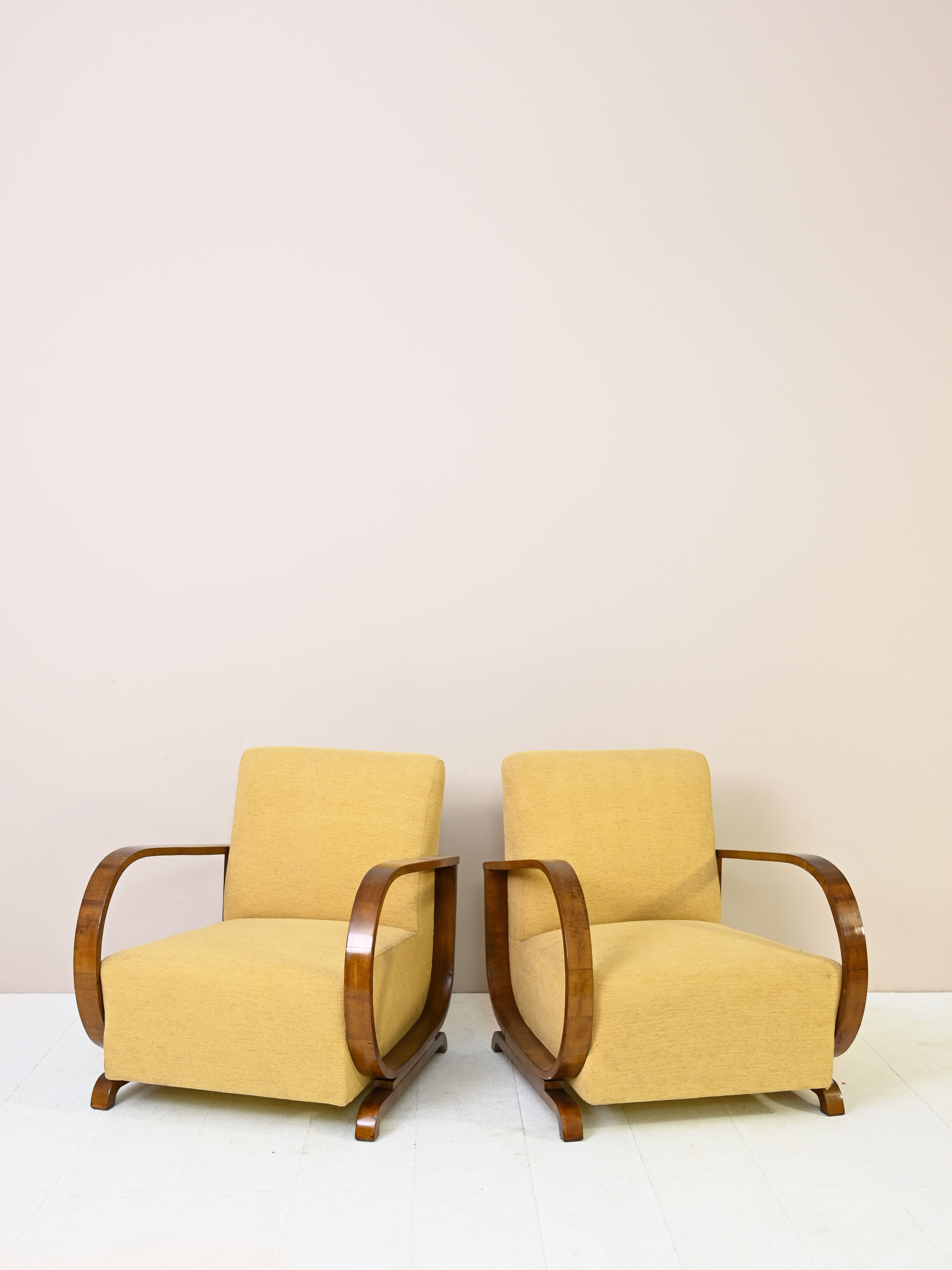 Pair of 1940s deco armchairs
