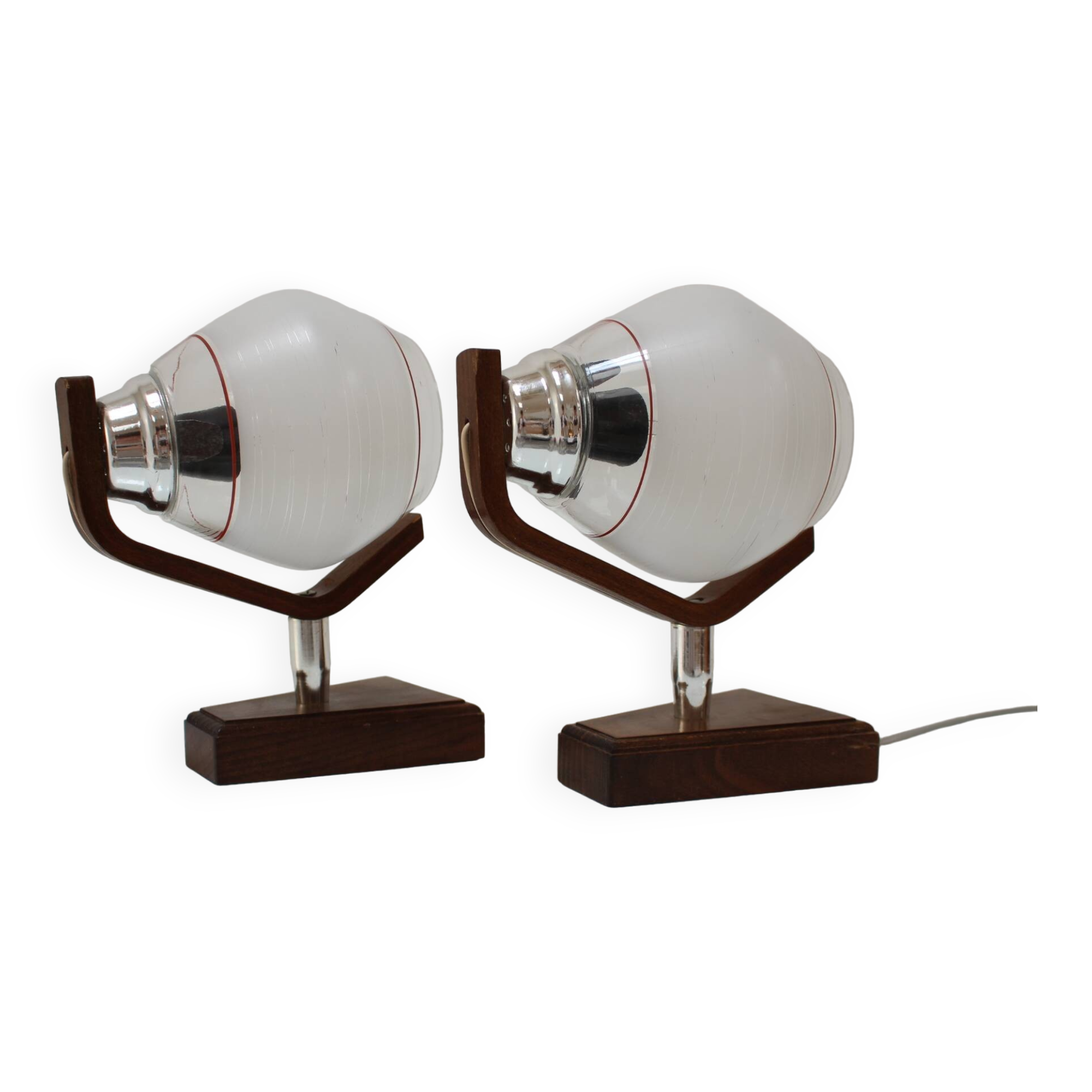 Pair of Wooden Table/Wall Lamps, by Dřevo Humpolec, 1940's, Czechoslovakia