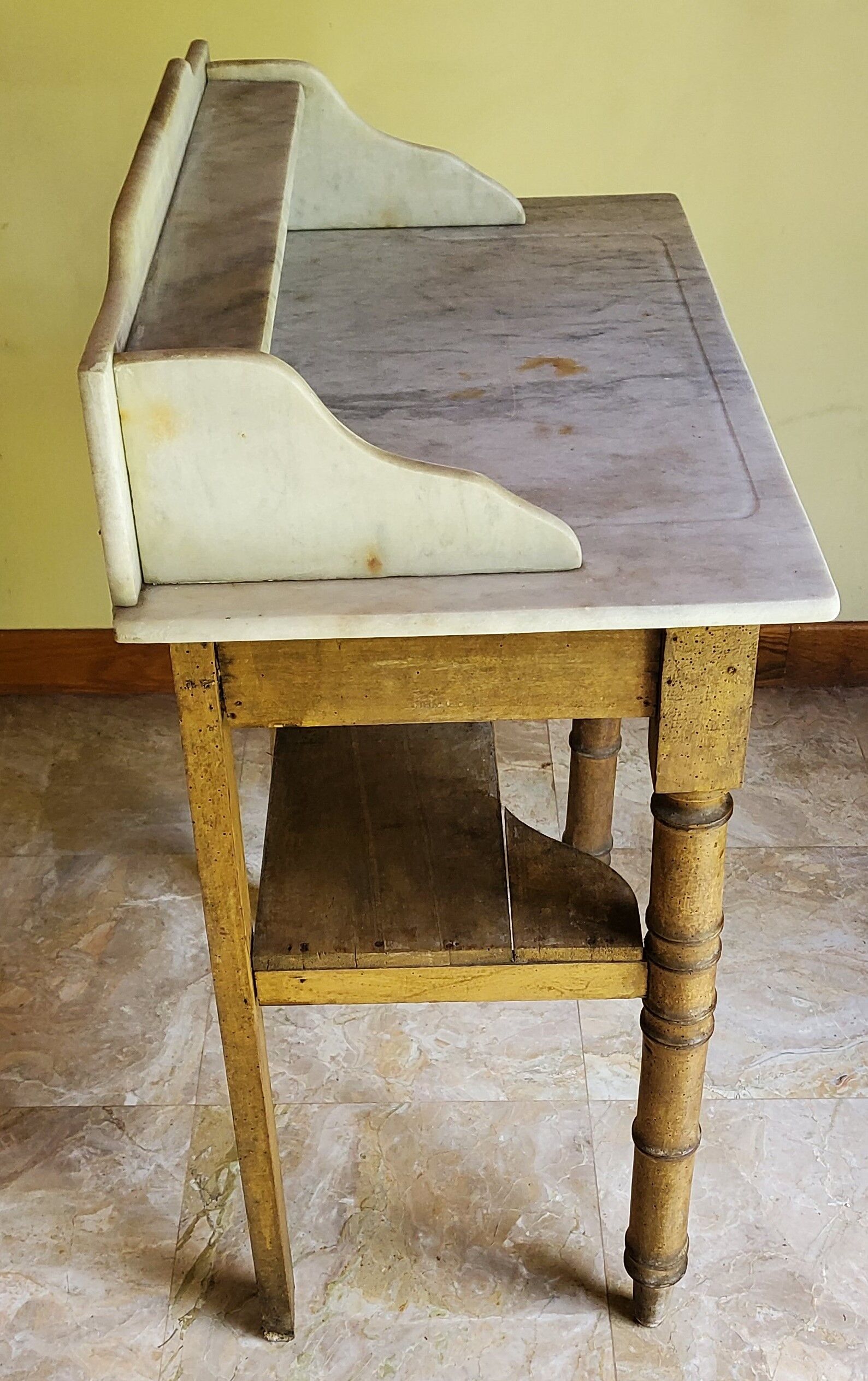 Antique toilet table with white marble top