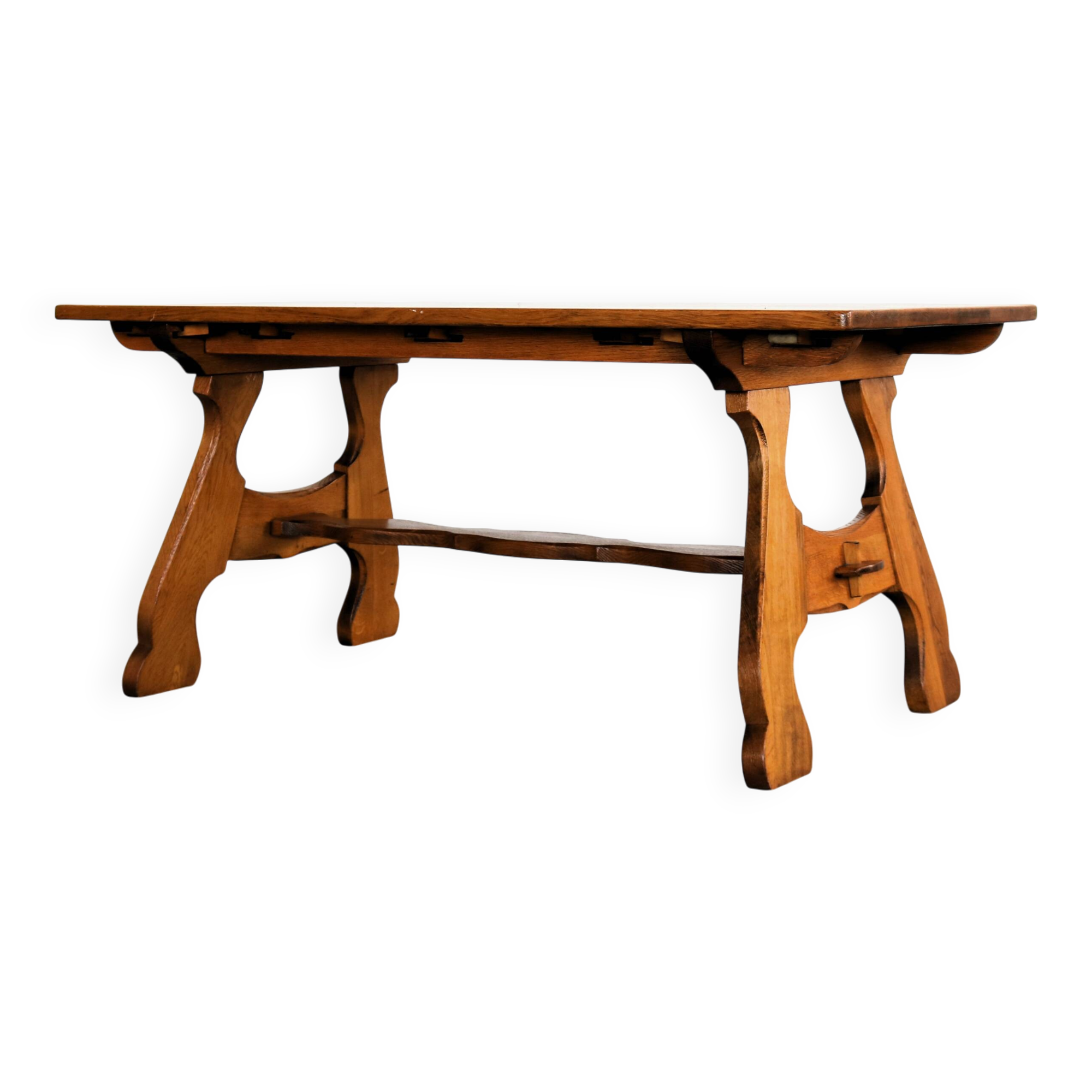 Brutalist dining table | vintage table | 50s | oak