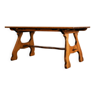 Brutalist dining table | vintage table | 50s | oak