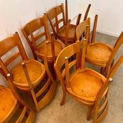 Lot 12 wooden bistro chairs by Horgen Glarus 70s vintage