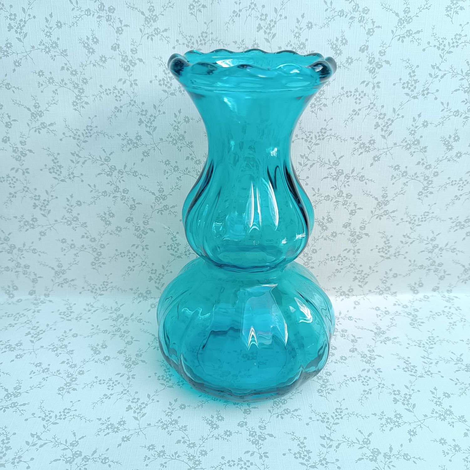 Vase bleu vintage H 22 cm