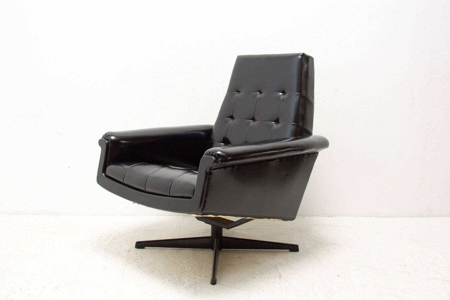 Pair of leather swivel armchairs from UP Zavody, 1970´s