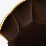 Maurice Dufrène gilded wood bench with brown velvet 1925