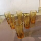 6 vintage glasses with ribbed decoration