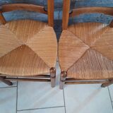 Set of 4 old Picardie straw chairs