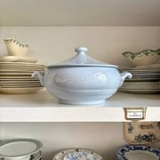 Sarreguemines blue earthenware soup tureen
