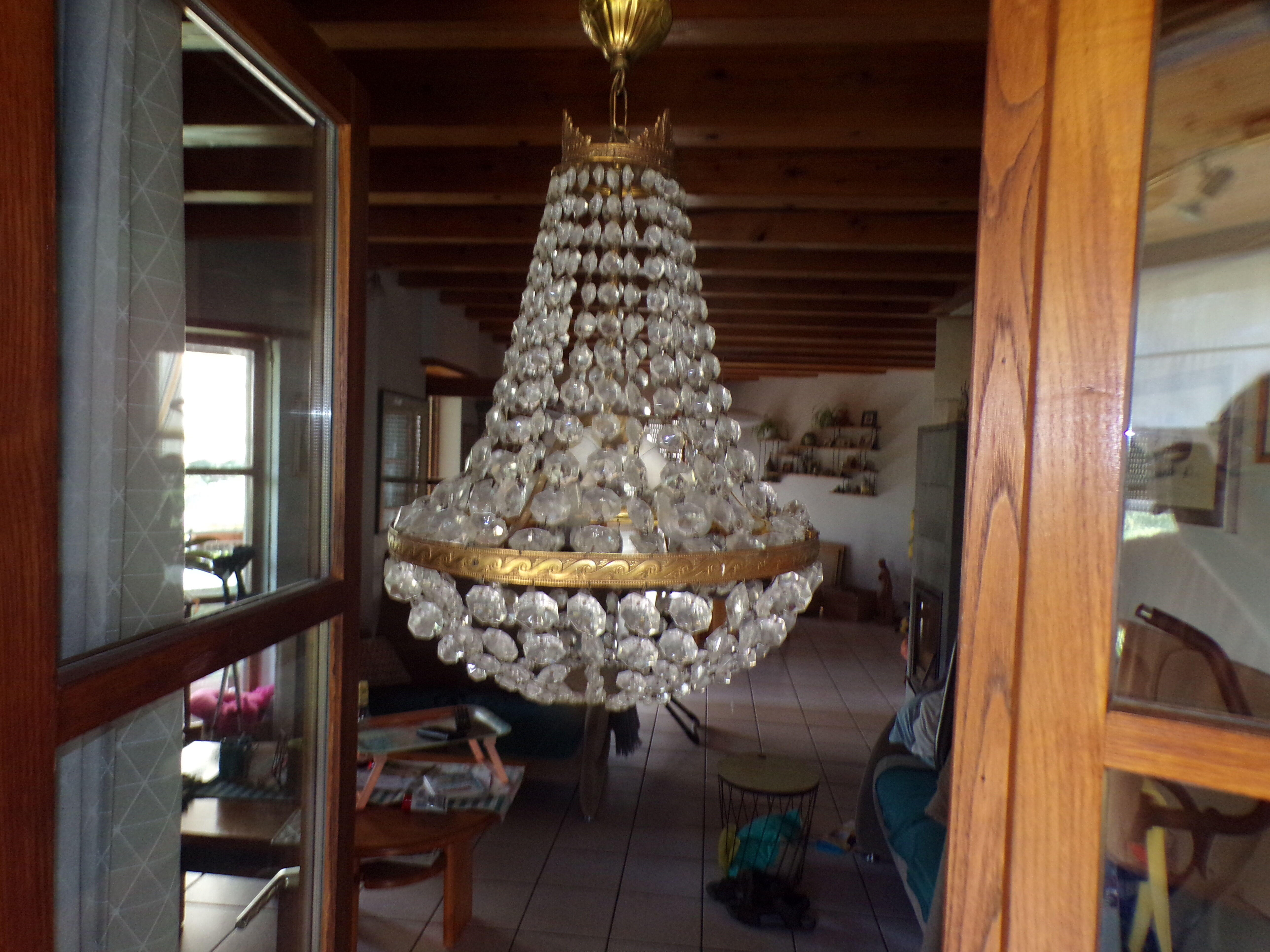 Lustre montgolfière à pampilles