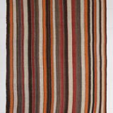 6x8 Brown Red Striped Vintage Kilim Rug, 195x259Cm