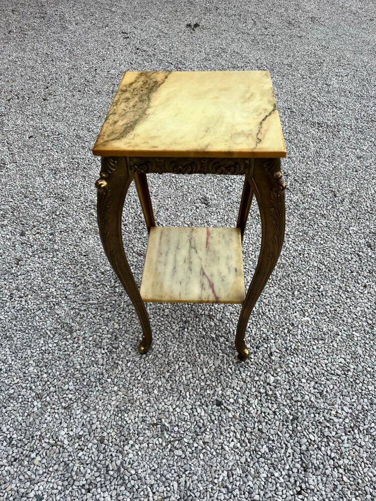 Marble and brass side table