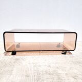 Vintage plexiglass coffee table with wheels 1970