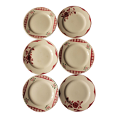 Lot 6 small mismatched plates Niger Corsica red Digoin Sarreguemines