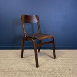 Ensemble de 6 chaise vintage bois foncé Hermes Pays-Bas années 70