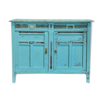Parisian calypso buffet, patinated blue of the sea