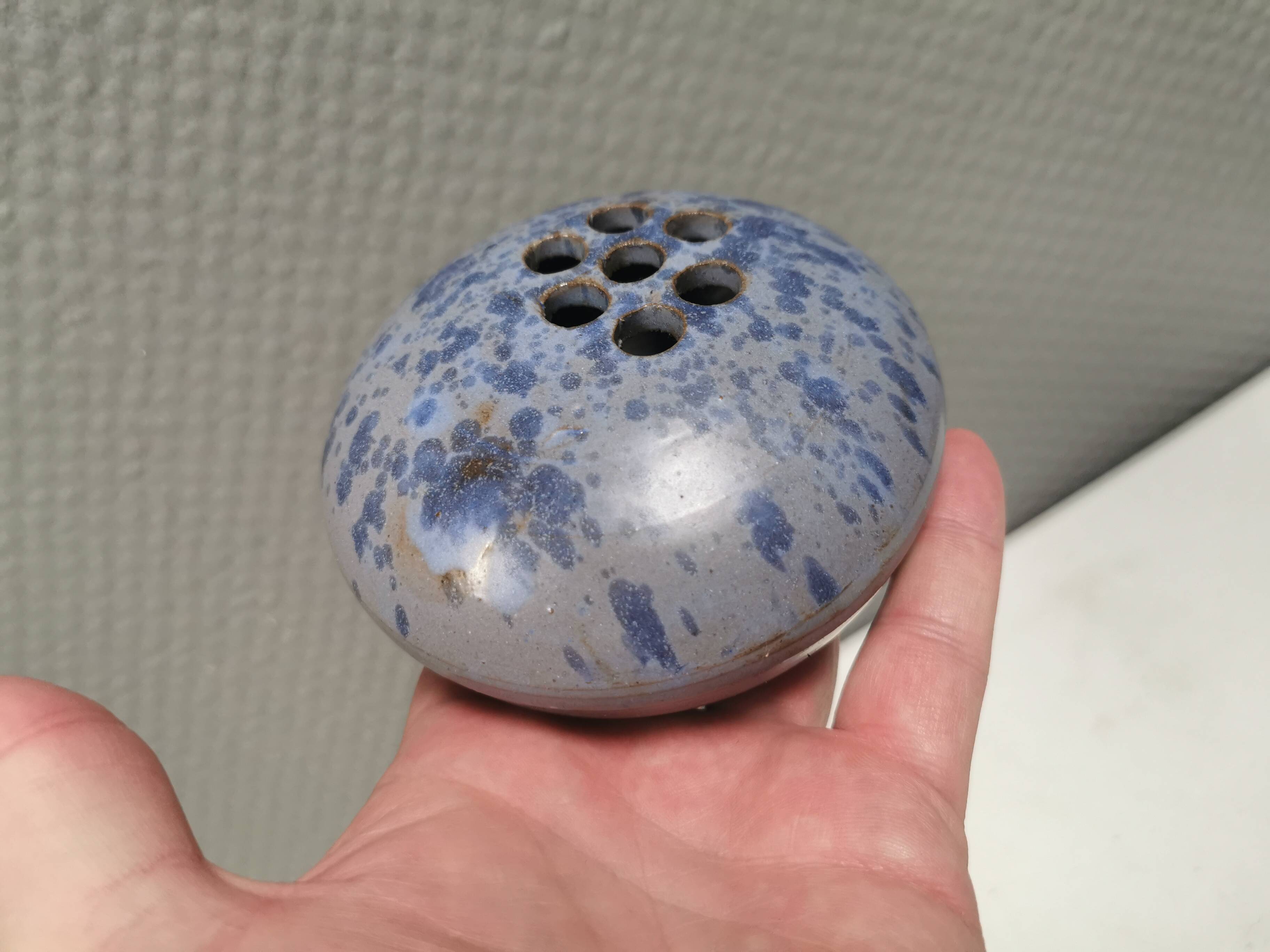 Small gorgeous vase in bluish colours/shades. Netherlands 1970s