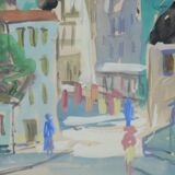 Jack Eichborn, Swedish Modern Cityscape, 1960s, Watercolor.