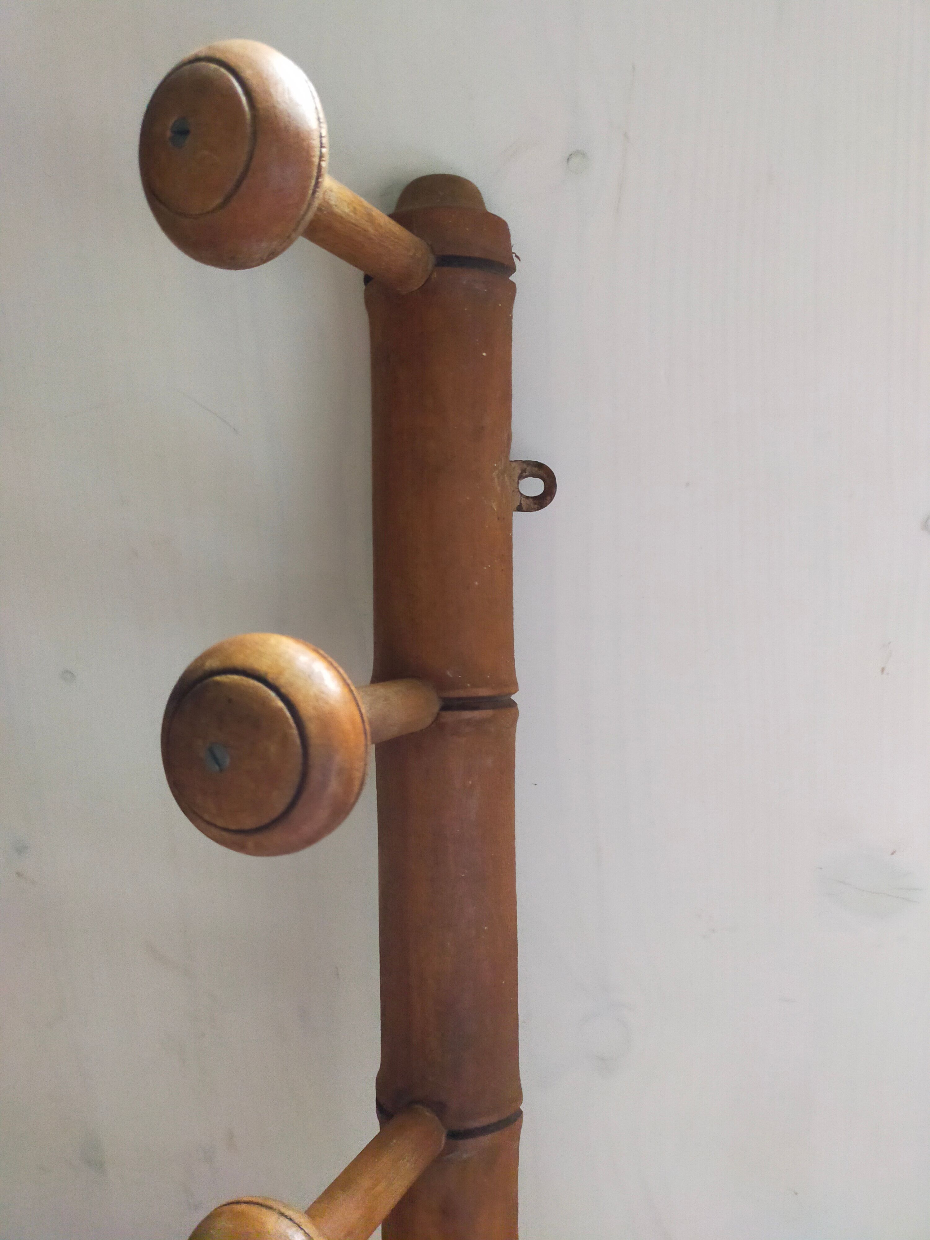 Bamboo wooden wall coat holder 6 hooks