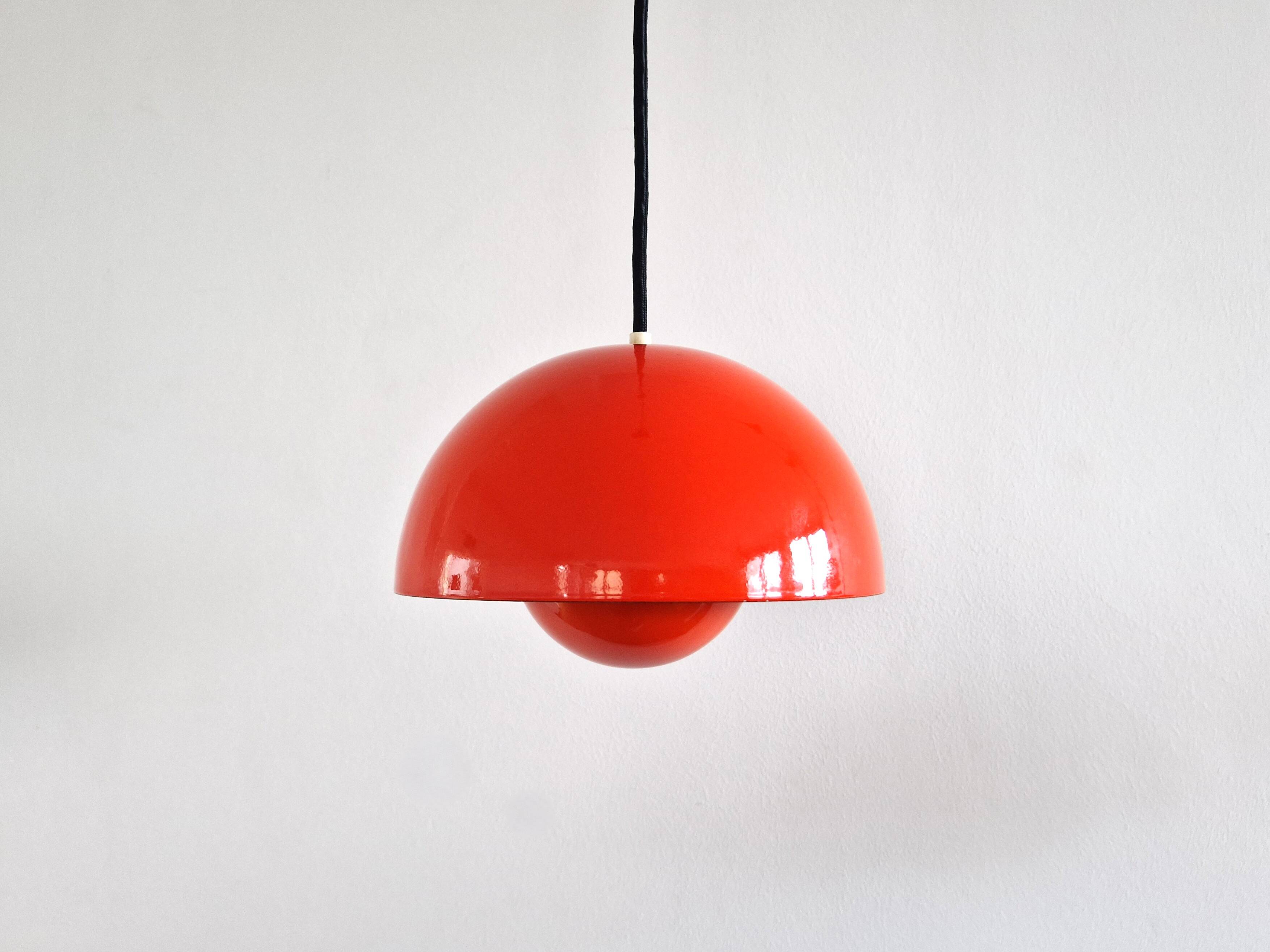 Dark orange Flowerpot pendant lamp by Verner Panton for Louis Poulsen